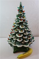 Vintage Lighted Ceramic Snowy Xmas Tree by Maureen
