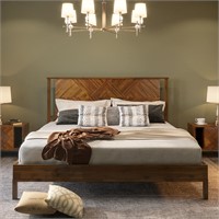 Bme Ethan Solid Wood King Bed Frame with Diamond