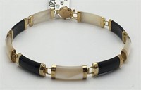 10k Gold, Black Onyx & Mother Of Pearl Bracelet