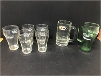 Coke glasses & A&W root beer mug