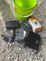 Bucket with routers and miscellaneous
