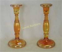 Fenton #549 8 1/2" candlesticks - marigold