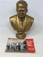 John F. Kennedy ceramic bust and book "the first