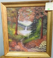 1986 BOB ROSS SIGNED O/C WATERFALL SCENE 22x24