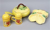 Set of Pear Serving Dishes & Grape S/P Shakers