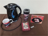 Nascar collectables and water kettle