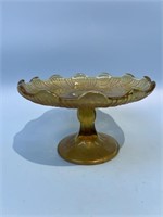 Vintage Amber Glass Footed Dish