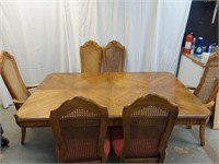TABLE, 6 CHAIRS, 2 LEAVES, AND PAD