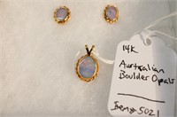 14k Earrings And Pendant With Opals