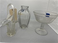 Glass Bridal Basket - Glass Compote - Glass Vase