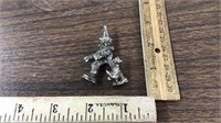 Silver Metal Clown figurine w/dog