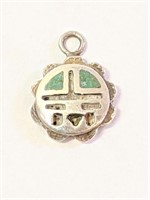 Vintage Sterling Navajo Turquoise Pendant  H