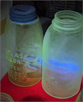 (2) Uranium Glass 1/2gal Canning Jars