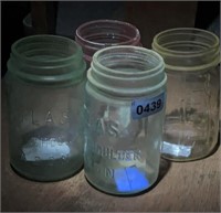 (4) Uranium Glass 12oz Canning Jars