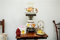 Floral Decorative Vanity Lamp, Porcelain Powder