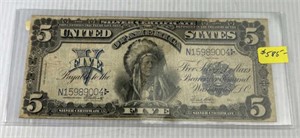 1899 5 Dollar Silver Certificate Blue Seal