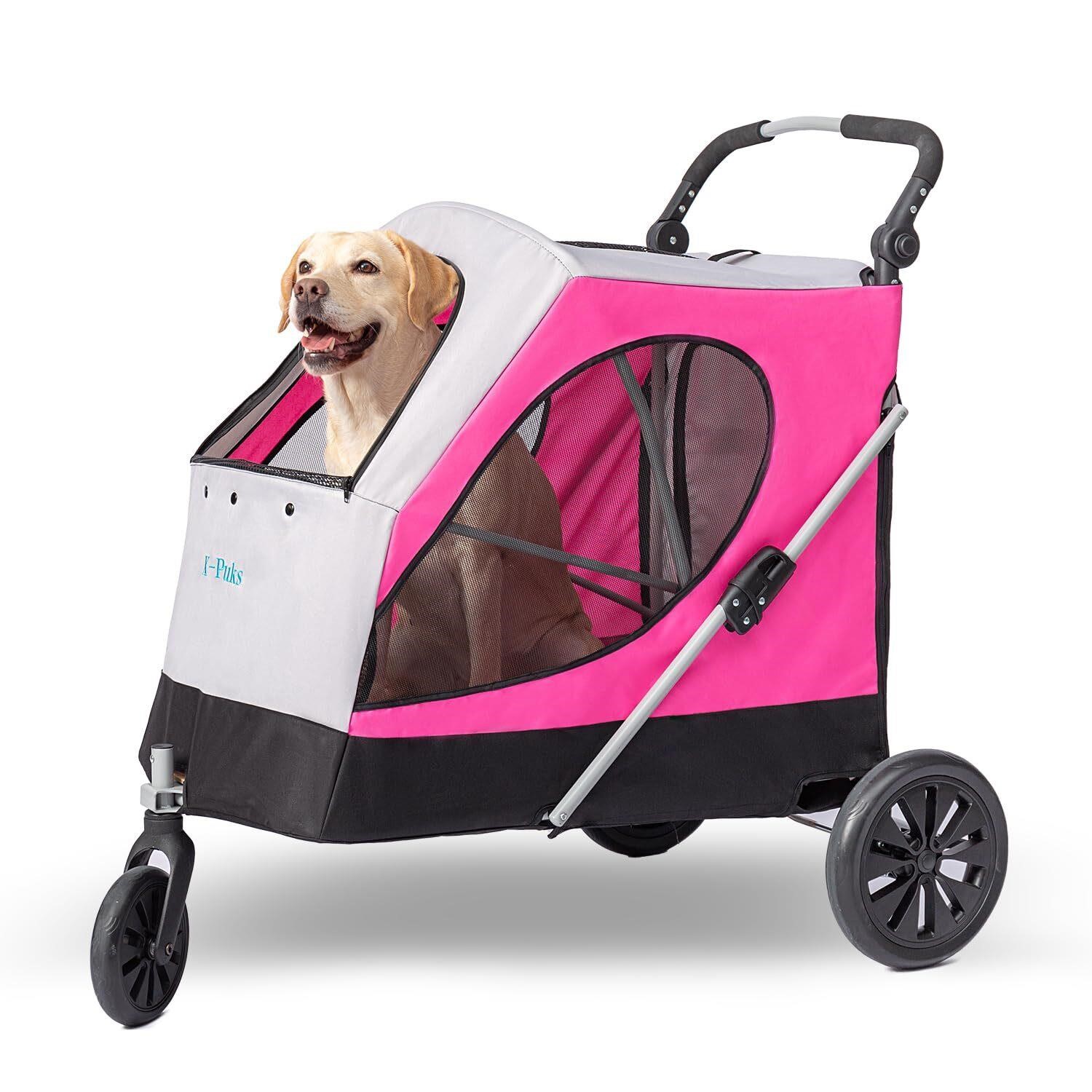 Dog Stroller  3 Wheel  100 LBS (Pink)