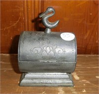 Silver plate cylinder box w/bird