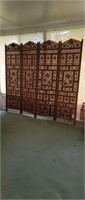 Antique 4 Panel Moroccan Carved Wood Screen