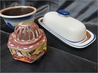 Vintage decorative butter dish art-deco Native