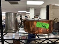 NICE COPPER DOUBLE HANDLED POT & PEWTER TANKARD