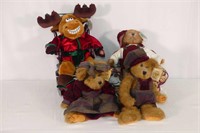 Teddy Bears And Christmas Moose In Rocker