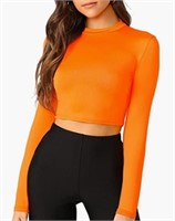 New- Reebok women's long sleeve orange crop