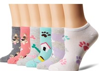 New- K-Bell Womens Dogs 6 Pair Pack Ankle