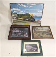Framed Prints of Trains Lot of 4