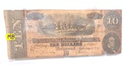 1864 10 Dollar Confederate Note - Guaranteed Authe