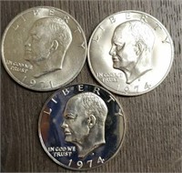 (3) U.S. Silver Eisenhower Dollars: 40% Silver