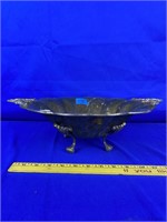 Footed metal centerpiece bowl