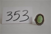 Vintage Sterling Ring, Marked Sterling w/Green