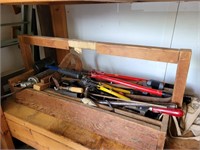 XL Vintage Wooden Toolbox w/ tools