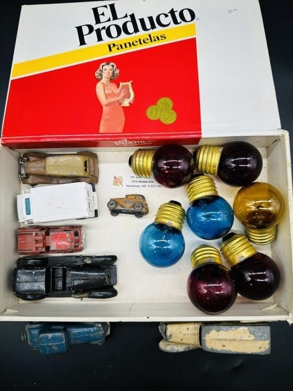 Vintage Cigar Box w Vtg Matchbox Cars & Japan