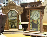 2 Ornate Antique Clocks-Some Damage