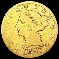 1847 $5 Gold Half Eagle NICELY CIRCULATED