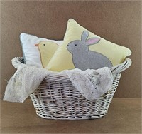 Chick & Bunny Pillow Set in Basket
