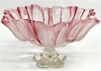 Mikasa Walther Glass Pink Tulip Pedestal Bowl