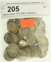 Mercury dimes 1916-1945 (+/-65coins)