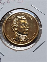 Gold Plated 2008-D James Monroe Presidential Dolla