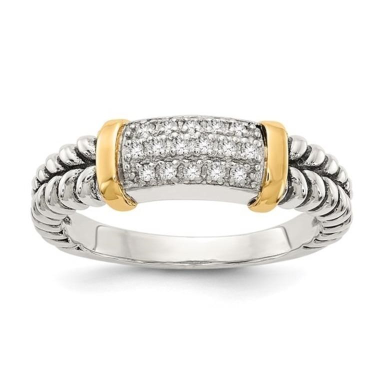 Sterling Silver 14 Kt Diamond Ring