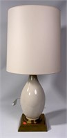 Table lamp, brass and porcelain, crackle glaze,