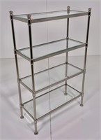 Chrome and glass stand, 4 shelves have beveled