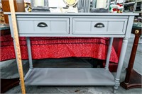 Gray Rectangle Table w/ 2 Drawers 38" x 12" x 30"