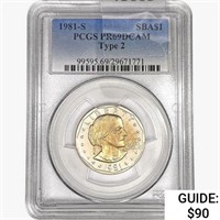 1981-S SBA Silver Dollar PCGS PR69 DCAM Ty 2