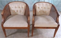 2 CANED BARREL BACK CHAIRS