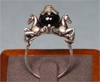 Sterling Silver & Onyx Horse Ring