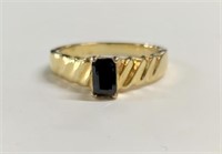Sterling Onyx  Ring with Gold Overlay