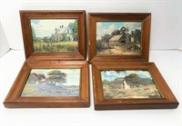 Four Small Framed Farm Prints